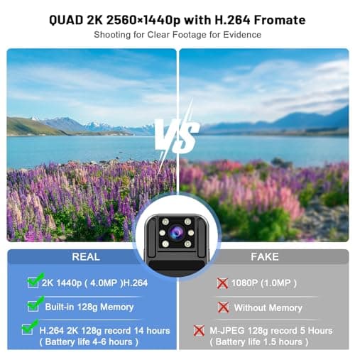 kaysunlink Body Camera with 1.4” Screen Audio and Auto Video Night Vision 1440P UHD Mini Police Wearable Body Worn Cam Portable Small Personal Camcorder Sport Action Outdoor Video Recorder (2K-128GB) - Thumbnail 3