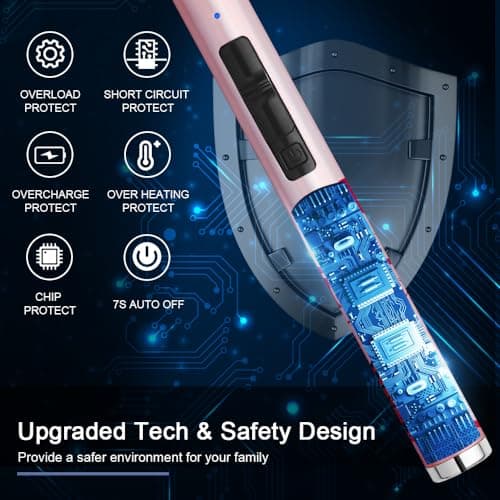 SUPRUS Candle Arc USB Type C Lighter Electric Lighter with Upgraded LED Battery Display Safety Switch Rechargeable Flameless Plasma Windproof Portable for Mother‘s Day (Pink) - Thumbnail 4