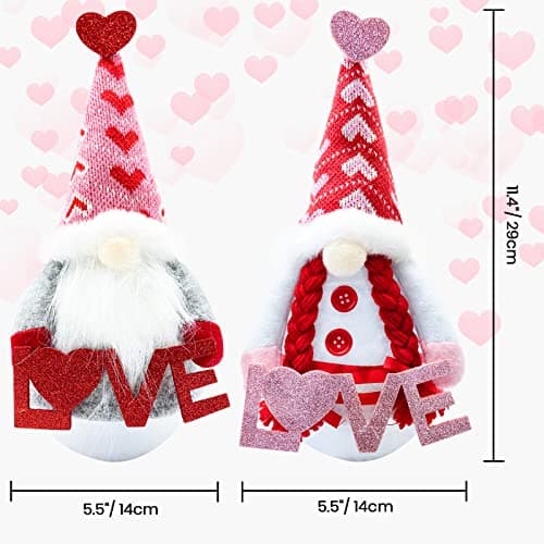 Valentines Day Decor - Valentines Day Decorations - Red Valentine Tumbler Plush Gnomes Decorations for Home, Office - Valentine's Gifts for Her, Wife, Women - Romantic Anniversary Vday Wedding Gift - Thumbnail 2