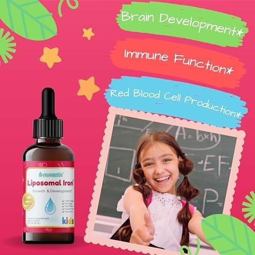 Nuvamin – Liquid Liposomal Iron Drops for Baby, Toddlers, Kids, & Teens, 2Fl.Oz (60ml), 120 Daily Serving. Great Taste - All Natural - Vegan - No Metallic Aftertaste, Berry Flavor - Thumbnail 4