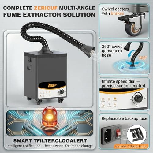 Solder Fume Extractor – 180W 320m³/h, Thickened Pre-Filters, Soundproof Low-Noise Chamber, Exclusive Downward Exhaust, H13 HEPA & High-Iodine Carbon, Smoke Absorber for Soldering, Laser, 3D Printer - Thumbnail 5