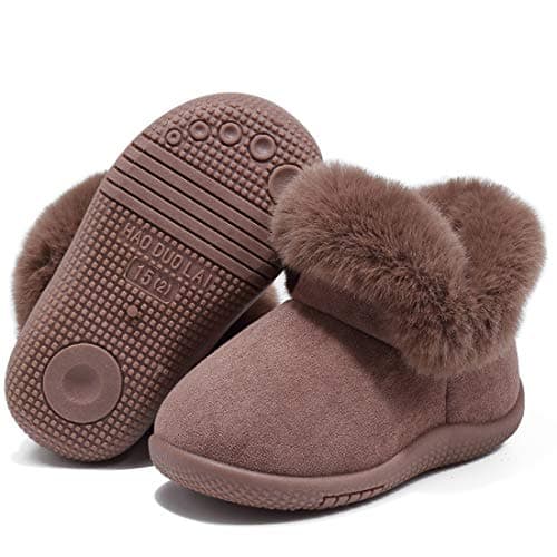 KEESKY Snow Boots for Baby Boys Toddler Size 6 M Suede Fur Lined Winter Warm Kids Footwear Shoes - Thumbnail 5