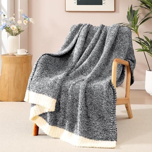 WRENSONGE Throw Blanket Cationic Dyeing Black Soft Cozy Fluffy Warm Hand Made Weave Throw Blankets for Couch, Sofa, Chair, Bed, Camping, Picnic, Travel Lightweight Bed Blanket - 60"x80" - Image 1
