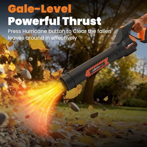 maXpeedingrods Leaf Blower Cordless, 650CFM Electric Leaf Blower with 2 x 4.5Ah Batteries & Fast Charger, 180° Deformation Blower, Lightweight Leaf Blower for Lawn Care, Garden, Patio & Outdoor Clean - Thumbnail 4