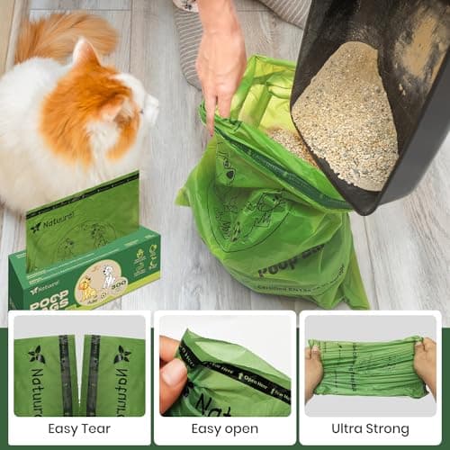 Compostable Dog Poop Bags-300 Bags 1Rolls, Poop Bags for Dogs Made of Cornstarch, Unscented, Ideal for Backyard Pickups - Thumbnail 6