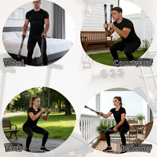 Ropeless Battle Ropes for Home Gym for Men & Women, Portable Cordless Weighted Workout Rope Set with Storage Bag & Workout Guide, Cordless Battle Ropes Alternative for HIIT Cardio(Black) - Thumbnail 4