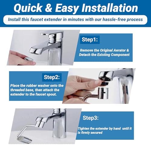 Faucet Extender for Bathroom Sink, Dual Modes Bubble Stream & High Pressure Spray, 1440° Rotation 4 Connector Foldable Design, Fits Most Faucets for Kitchen Bathroom Sink, Splash Proof Water Saving - Thumbnail 6