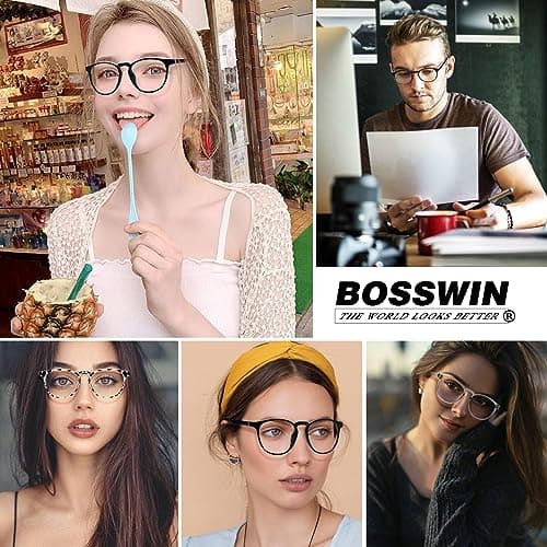 BOSSWIN Blue Light Blocking Glasses for Women/Men - 4-Pack Computer Reading/Gaming/TV/Phone Glasses, Anti-Glare - Thumbnail 4