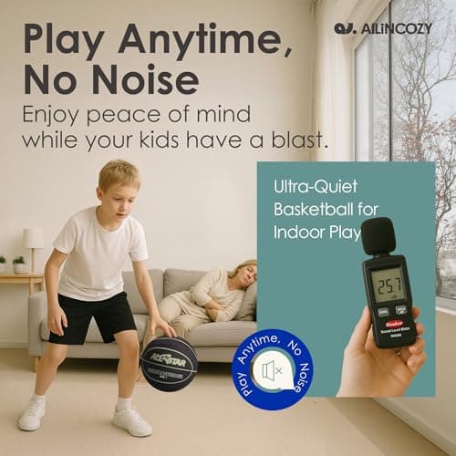 ALLINCOZY Covered Silent Basketball, Fabric Cover Soft Foam Airless Basketball, High Bounce, Noise-Free Training Ball, Gifts Packaging, Safe for Indoor Activities - Thumbnail 3