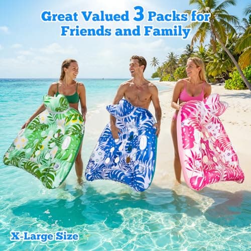 Ornnut XL Pool Floats, 3 Pack Inflatable Pool Floats Adult & Kids, Heavy Duty Pool Floats Chair with Cupholders & 2 Handles, Summer Pool Float Lounger Pool Floaties for Lakes Beach River Water Party - Thumbnail 2