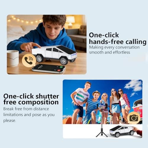 WS-580 Cybertruck Portable Bluetooth Speaker, Replica Car with Display Screen, HD Sound, TWS Pairing, FM Radio, Built-in Mic, Remote Selfie Control, LED Party Light, Gift for Car Lovers (Silver) - Thumbnail 6