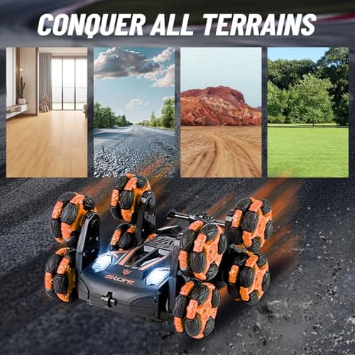 MOMONOVA 8WD RC Stunt Car with Mist Spray - 8 Wheel Remote Control Car for Boys 8-12, Off-Road Stunt Vehicle with Lights & Music, 360° Flip Toy with 2 Rechargeable Batteries, Birthday Gift for Kids - Thumbnail 6