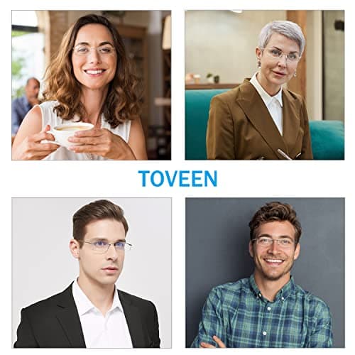 TOVEEN Titanium Rimless Reading Glasses Blue Light UV Blocking, Ultralight Frameless Spring Hinge Readers with Case for Men Women 1 Pair Silver +2.5 - Thumbnail 6