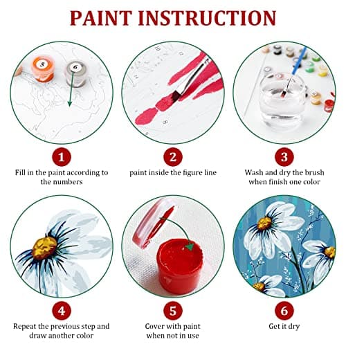 Ginkko Framed Paint by Numbers Kit for Adults 8X 12 inch, Vase Flowers - Thumbnail 4