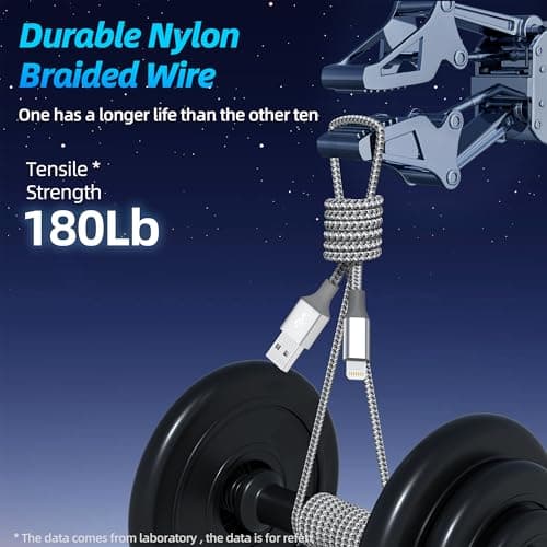iPhone Charger 3pack 10FT Apple MFi Certified Long Lightning Cable Fast Charging High Speed Data Sync USB Cable Compatible iPhone 14/13/12/11 Pro Max/XS MAX/XR/XS/X/8/7/Plus/6S (Grey White) - Thumbnail 6
