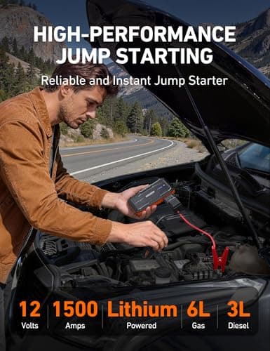 AstroAI S8 Car Battery Jump Starter, Car Jumper Starter Battery Pack for Up to 6.0L Gas & 3.0L Diesel Engines, 12V Portable Jump Box with 3 Modes Flashlight and Jumper Cable (Orange) - Thumbnail 2