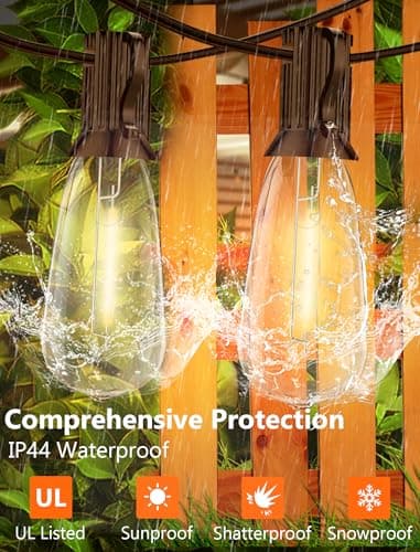 Kivonfa 25 Pack ST40 Vintage LED Edison Bulbs, Shatterproof 0.6W Energy Efficient E17 LED Replacement Bulbs for Outdoor String Lights, E17/C9 Intermediate Base Bulb Waterproof, Warm White 2700K - Thumbnail 6