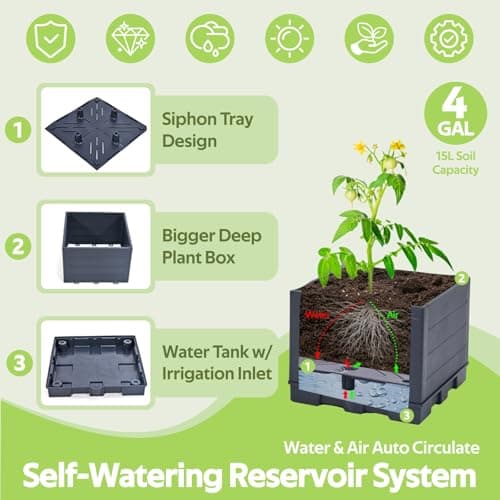 Self Watering Tomato Planter for Growing Tomatoes - 55" Raised Garden Bed Planter Box with Trellis for Climbing Plants - Tomato Support Cage for Vine Vegetables Flowers Greenhouse Indoor Outdoor - Thumbnail 3