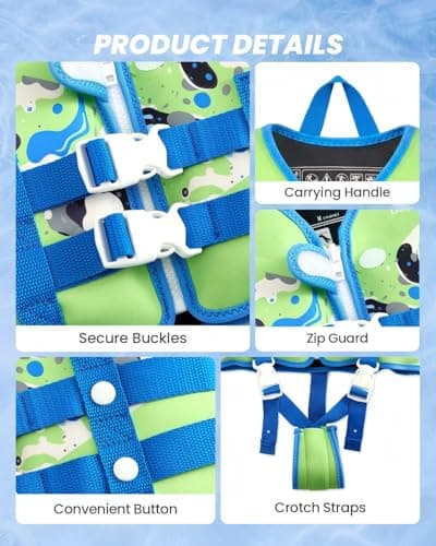 Gogokids Swim Vest for Toddler & Kid 1-2-3-4-5, Adjustable Buoyancy Swimming Vest for Kid Learn to Swim, Toddler Floaty with Removeable Floats and Dual Safety Straps Buoyancy Aid for Pool Beach Puddle - Thumbnail 6