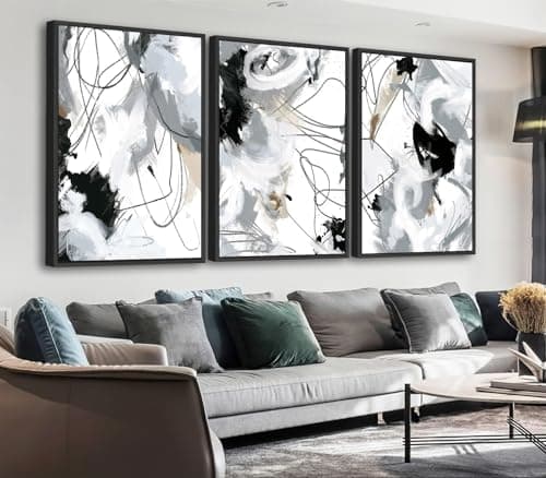 ASDCEUTICALS Large Framed Wall Art - Natural Framed Abstract Canvas Pictures for Living Room Modern Canvas Prints for Bedroom, Black Float Framed Art for Home Office Kitchen Decor 24" X 36" X 3pcs