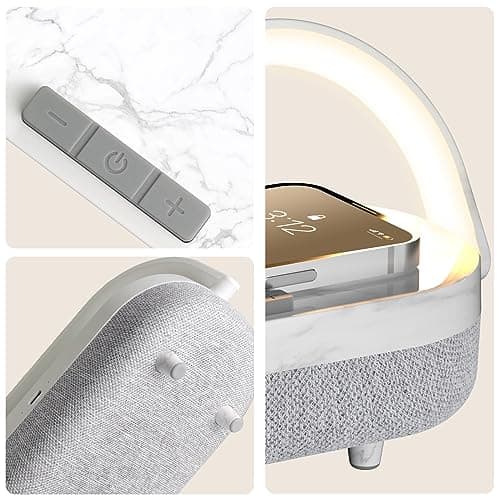 iGaur LED Bedside Lamp, Touch Lamps for Bedroom Nightstand, 4 in 1 Bedside Table Lamp with Wireless Charger, Portable Bluetooth Speaker, Phone Holder, Dimmable Charging Birthday Gifts for Women - Thumbnail 6