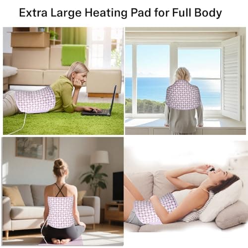 Heating Pads for Period Cramps/Back Pain, 4 Timer(Max 4H)/9 Heat/10ft Long Cord/ 16 * 24" Heat Pad+27" Belt Wearable(51" in Total) Electric Wrap Around Heating Pad Birthday Gift (Purple) - Thumbnail 5