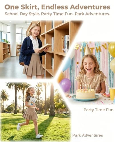 Girls Pleated Skirts Kids Khaki Athletic Skort School Girl Uniform Skorts - Thumbnail 2