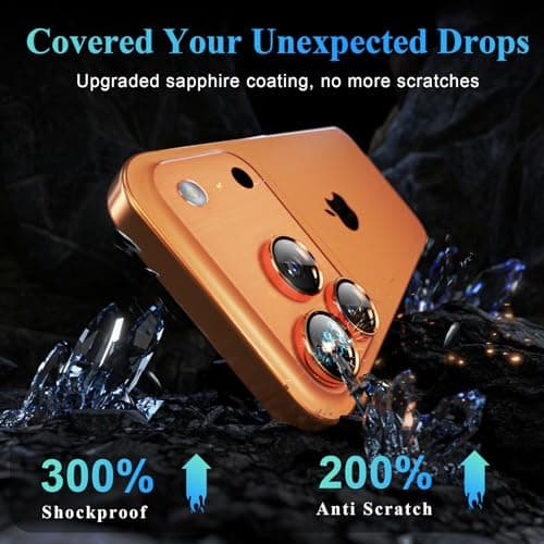 YWXTW Camera Lens Protector for iPhone 17 Pro/iPhone 17 Pro Max, [1 Step Installation Tray] Tempered Glass Screen Protector Metal Individual Camera Cover Accessories Case Friendly (Cosmic Orange-2Pack) - Thumbnail 3