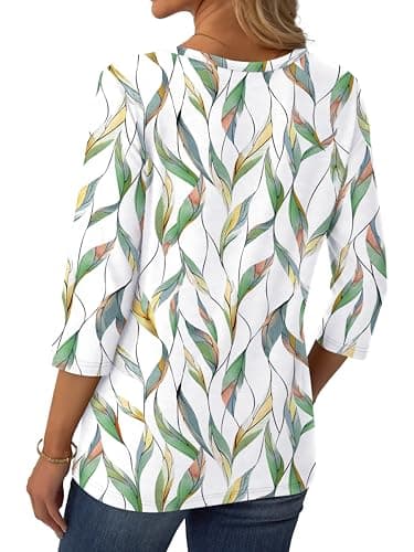 GKBK 3/4 Sleeve Womens Tops Fall Clothes Henley Casual Spring Summer Lightweight Basic Tunic Shirts - Thumbnail 5