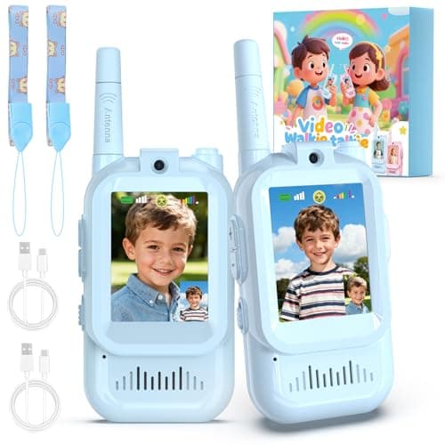 Video Walkie Talkies for Kids, 2 Pack Facetime Walkie Talkies with HD Camera & Voice Changer for Boys Girls for Family Games, Indoor, Outside, Hiking Christmas Birthday Toys Gift Ages 3-12 (Blue) - Image 1