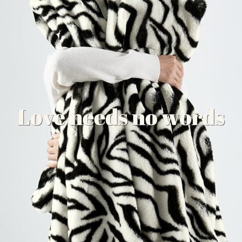 JONIYEAR Soft Fluffy Zebra Print Faux Rabbit Fur Throw Blanket 50" x 60", Luxury Cozy Shaggy Fuzzy Blankets, Reversible Cute Warm Animal Printed Blanket for Women Winter,Washable,Cream White and Black - Thumbnail 3