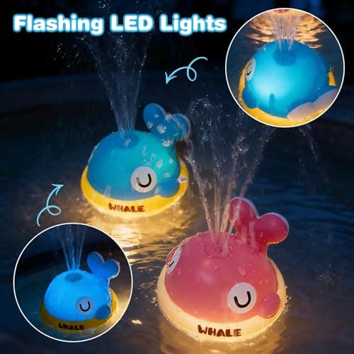 Light Up Whale Sprinkler Baby Bath Toys for Kids Ages 1-3, Pool Water Toys for Toddlers Bathtub Fountain Toys, Birthday Gifts for 1 2 3 Year Old Boys & Girls - Thumbnail 3