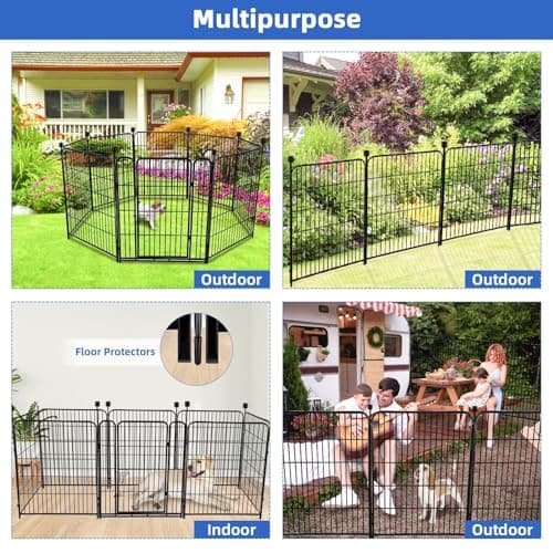 ADAVIN Tall Garden Fence, 48 in(H) 10 Panels Heavy Duty Iron Metal Animal Barrier Fence, Indoor or Outdoor Dog Playpen, Temporary Fence, No Dig Garden Border Fencing for Yard, Total 22.1 FT(L),Black - Thumbnail 3