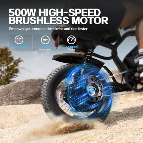 AVDLBIKE Electric Bike, 16'' Fat Tire E-Bike for Teens &Child/Adults, 500W Small Ebike with 36V/12.8Ah Removable Battery, 20 MPH /45 Mile Range, Full Suspension Off-Road Electric Dirt/Mountain Bike - Thumbnail 3