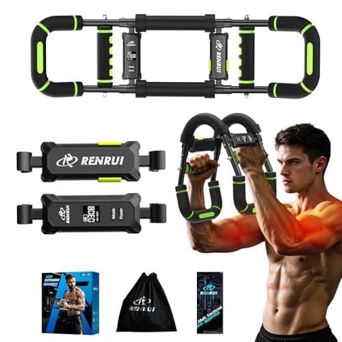 Twister Arm Trainer & Chest Workout Equipment with Digital Display - Auto Reps & Calorie Estimator, 40-120 lbs Home Gym Chest Exerciser for Men, Green Pro