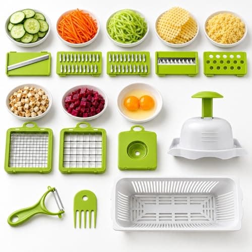 Vegetable Chopper, Onion Dicer & Mandoline Slicer with Container, Grey - Thumbnail 6