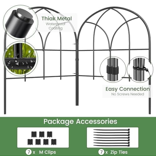 Youpehom Small 12.55"*16.53" Decorative Garden Fencing Border, No Dig Fences Barrier, Black Metal Fence, Garden Edging Fence Panel, Dog Fence Outdoor for Yard, Flower Bed (6 pcs) - Thumbnail 2