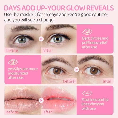 InfiniteRelax 30PCS Lip Masks & Gel Eye Masks,Crystal Collagen Eye Patches for Puffy Eyes, Moisturizing& Reducing Fine Lines Dark Circle Eye Patches for Women Men - Thumbnail 3