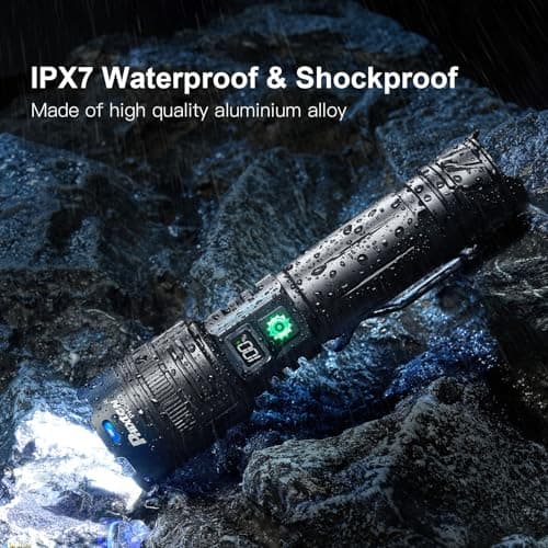 Rechargeable Flashlights 10000 High Lumens Single One Mode Super Bright, High Powered LED Flashlight USB C, High Beam 3280 ft Long Lasting Powerful Heavy Duty Strong Flash Light For Security Hiking - Thumbnail 6