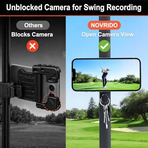 Golf Cart Phone Holder Magnetic for MagSafe iPhone, Zinc Alloy Golf Cart Phone Mount with Gear Hook, 20-Magnet Strong Hold, 360° Rotation for Swing Recording, Fits iPhone 12–17 & Other Phones - Thumbnail 3