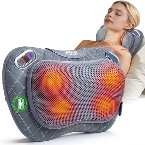 ALLJOY Cordless Neck and Back Massager with Heat & LCD Display - Rechargeable Shiatsu Massage Pillow for Muscle Pain Relief, Use While Charging, Gifts for Women Men - Image 1