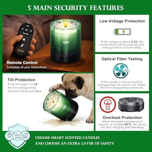 XQMI Scented Candle with Remote Ignite,Smart Scented Candle with Multiple Protection Functions,Highly Scented & Long Lasting(Burning 35H,North American Pine Needles) - Thumbnail 5