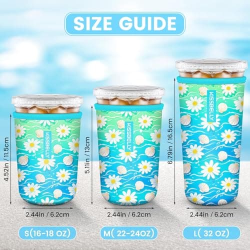 Reusable Neoprene Cup Sleeve for Iced Coffee Cups, 3 Pack Iced Coffee Cup Insulator Sleeve for Iced & Hot Drinks Durable Beverage Cooler Holder for Iced Coffee & Cold Soda - Thumbnail 2