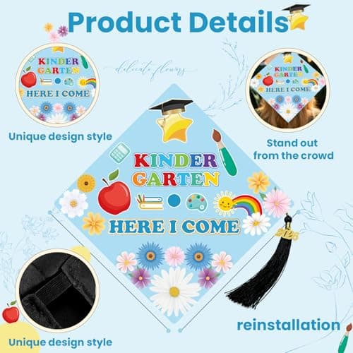 Lednica Blue Preschool Graduation Cap with Tassel, Class of 2026 Grad Hat for Boys Girls Kids, Graduation Gifts for School Ceremony Grad Party Photoshoot - Thumbnail 2