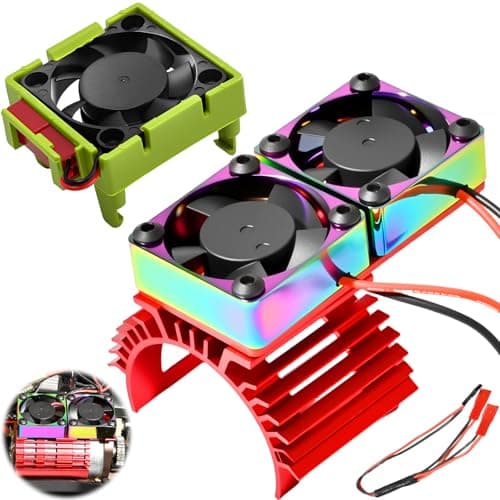 Fraizoe RC VXL-3s ESC Cooling Fan and Motor Cooling Fan 28000 RPM Dual Fan Set Upgrade for 1/10 Traxxas Slash 4x4 Stampede 4x4 Rustler 4x4 VXL Hoss 4×4 Velineon VXL 3s Heat Sink Replace #3340, Red