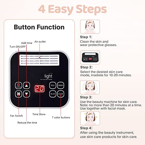 FXXXCUWUU Led-Light-Therapy, Red Light Therapy for Face 7 in 1 Colors LED Facial Skin Care Tool Facial Neck Body Hand Skincare Mask - Thumbnail 5