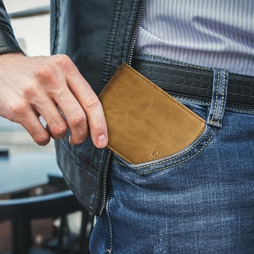 Gostwo Mens Wallet RFID Blocking Slim Minimalist Bifold Wallet with ID Window & Business Card Holder, Thin Front Pocket Design, Stylish Wallet for Men, Teen, Boyfriend, Husband - Thumbnail 4