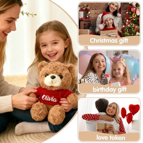 OELTTG Personalized Teddy Bear with Embroidered Name, Soft Plush Stuffed Animal, Customized Sweater Teddy Bear Unique Gift for Birthday Christmas Baby Shower Kids Adults - Thumbnail 3