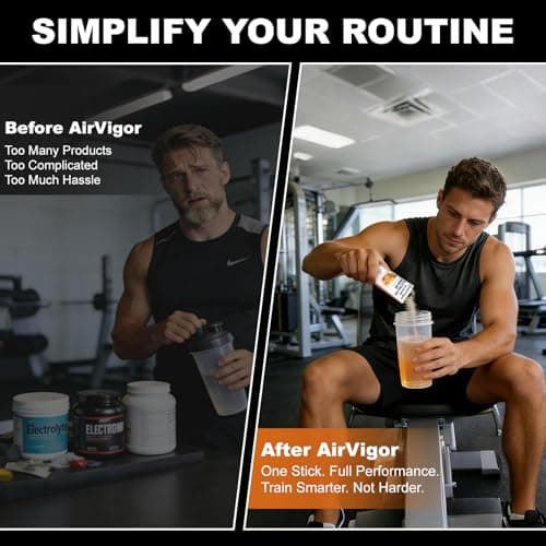 AirVigor Electrolyte Powder with Creatine All-in-One Hydration Drink Mix for Workout, Pre Workout Energy & Recovery, Amino Support, Low Calorie Electrolyte Drink Packets, 20 Sticks (Citrus) - Thumbnail 3