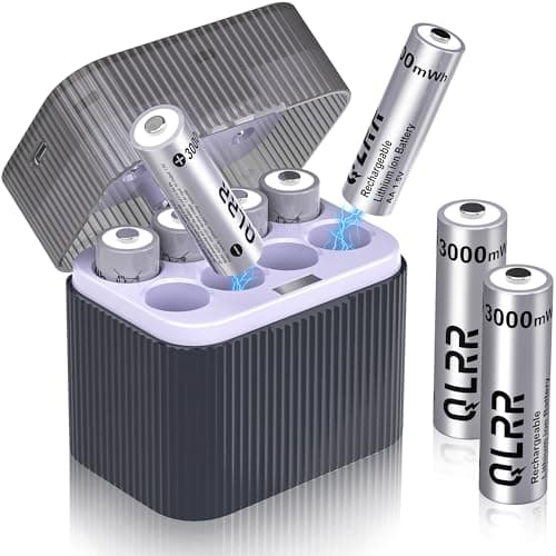 QLRR Rechargeable Lithium AA Batteries with Fast Charger 8 Pack 1.5V 3000mWh High Capacity AA Batteries Constant Output Li-ion Double a Batteries Cycle Times up to 1200x - Image 1